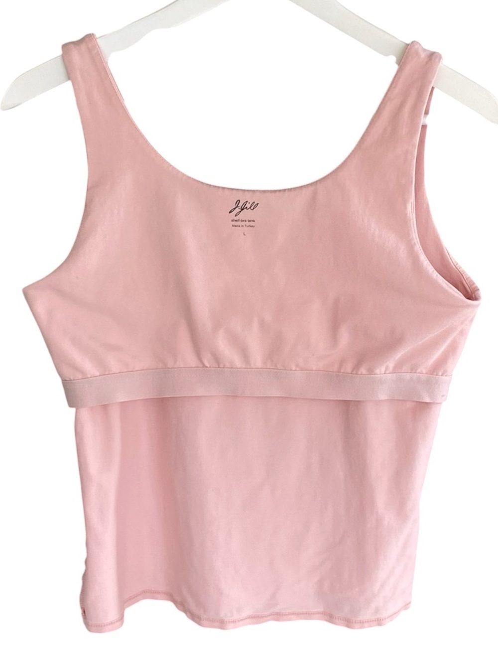 J. JILL Tank Top Shelf Bra Scoop Neck Fitted Pale Pink Women Size L - Picture 2 of 6